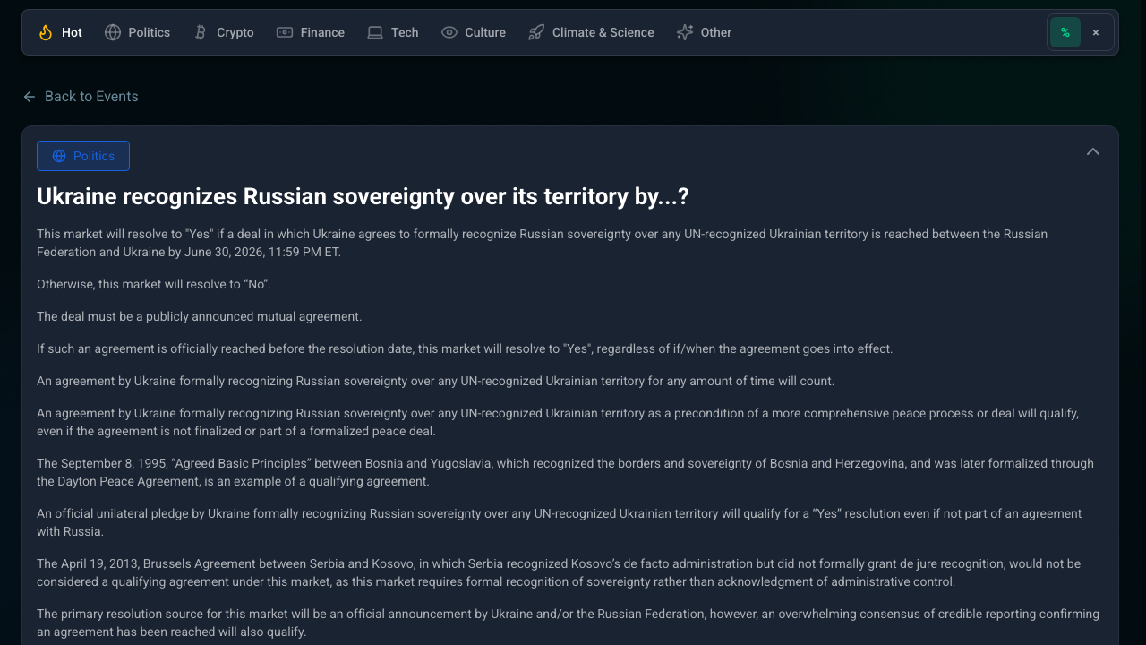 Prediction Markets widget — individual market